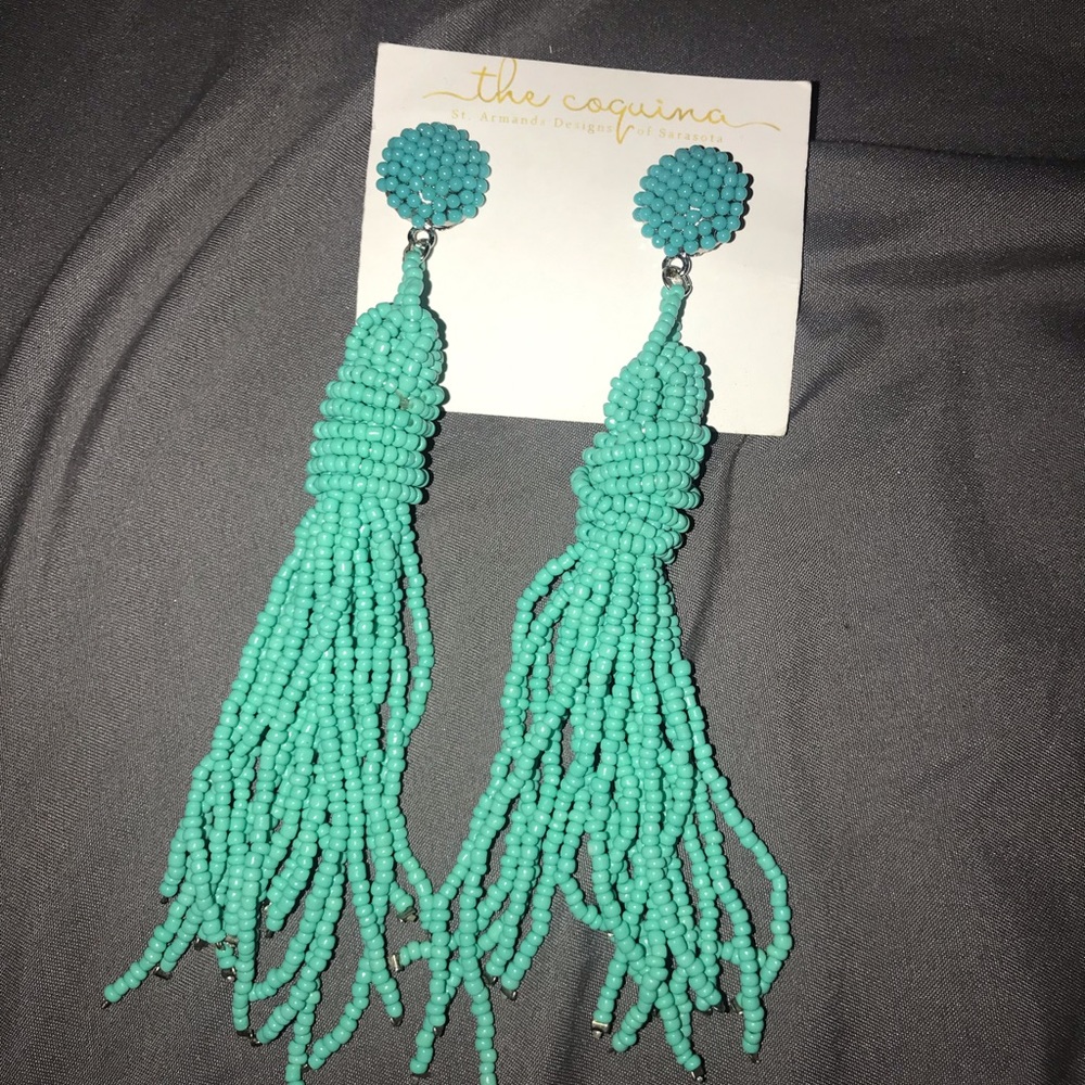 Blue beaded earrings